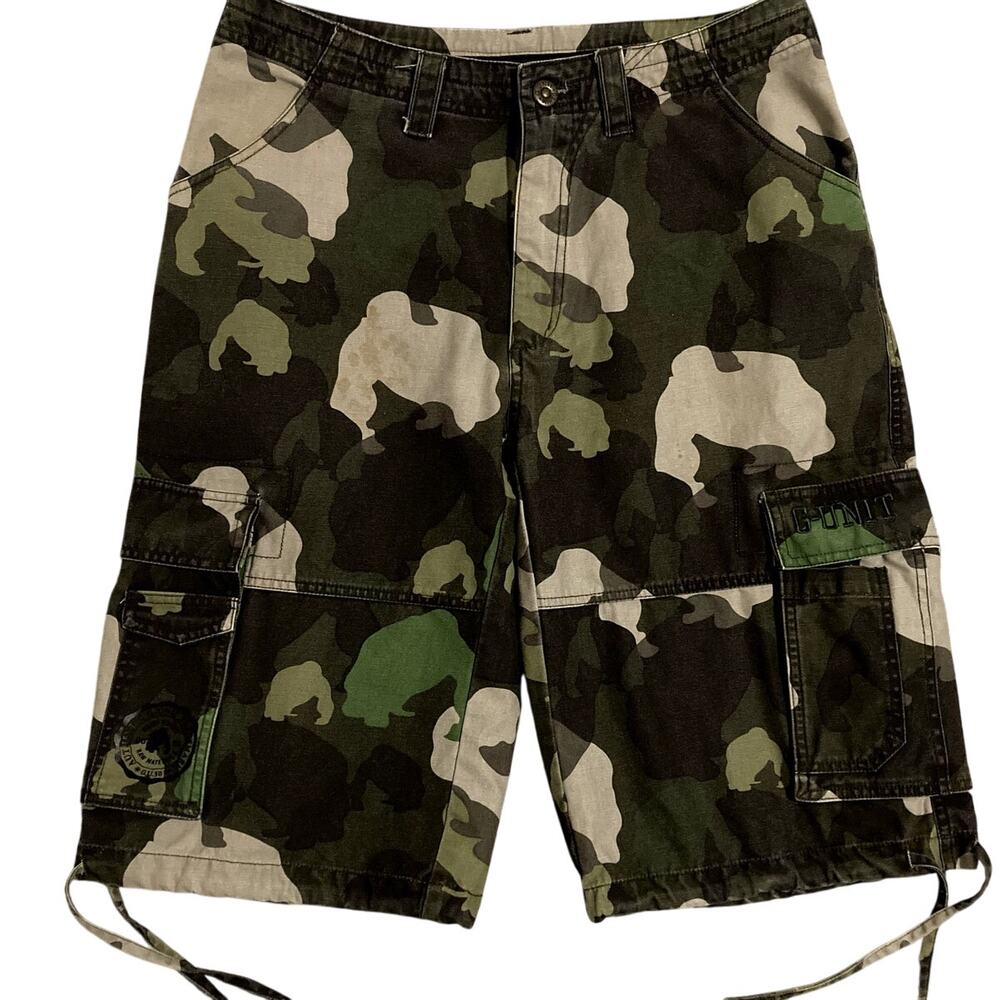 Gorilla Unit Cargo Shorts Mens‎ 32 Green Camo Y2K Street Baggy 50 Cent Skate